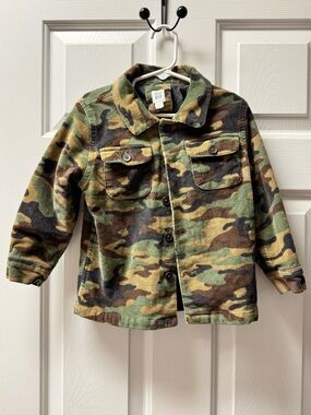 GAP Kids Camouflage Corduroy Jacket - Green, Brown, Tan